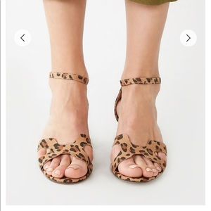 Leopard print block heel sandal